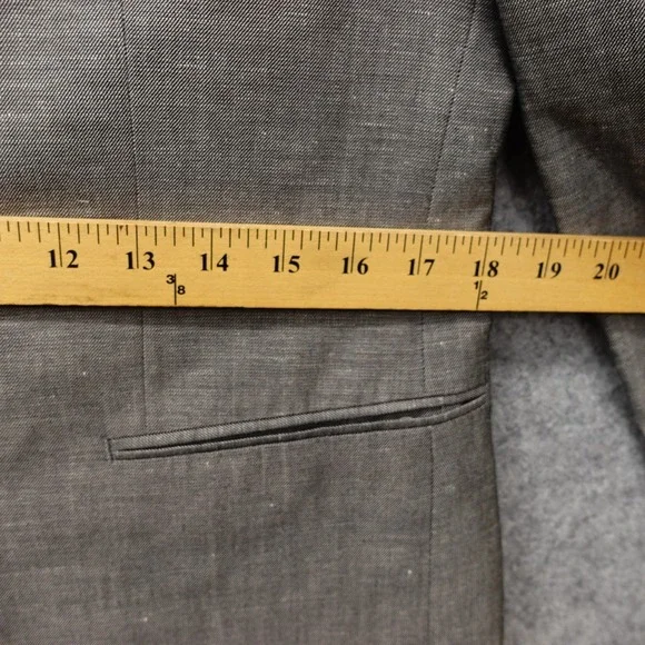 Indochino Blazer Mens 36S Gray Linen Wool Custom Jacket Peak Lapel Surgeon Cuffs